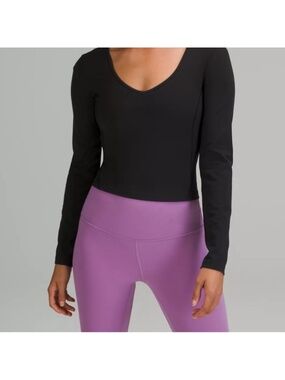 Black Lululemon Align Long Sleeve T-shirt with V Neck
